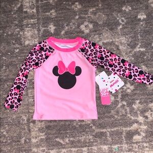 Disney Pink Minnie Mouse Kids Swim Shirt